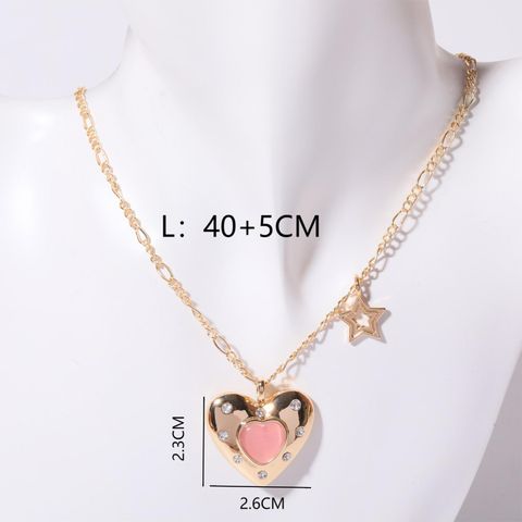 Ig Style Sweet Heart Shape Copper Plating 18k Gold Plated Pendant Necklace