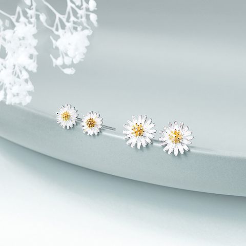 1 Pair Cute Flower Sterling Silver Plating Ear Studs