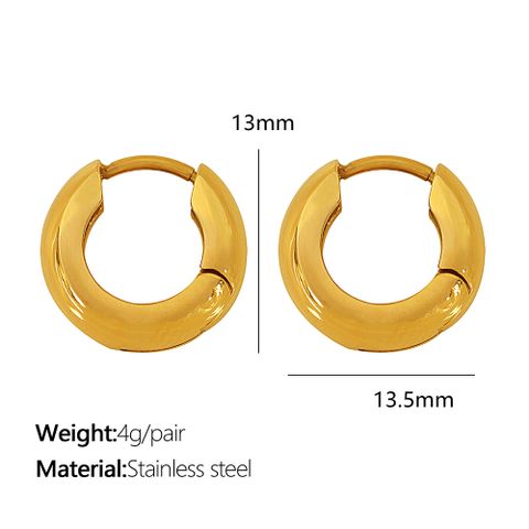 1 Pair Elegant Oval Plating Titanium Steel Hoop Earrings