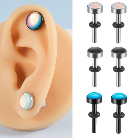 1 Piece Simple Style Gradient Color Stainless Steel Glitter Film Auricle Ear Studs