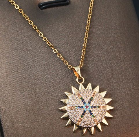 Simple Style Star Titanium Steel Copper Plating Inlay Zircon Pendant Necklace