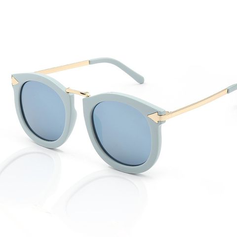 Retro Solid Color Tac Round Frame Full Frame Women's Sunglasses