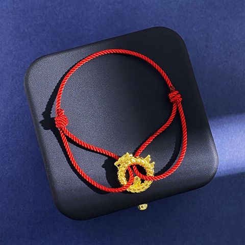 Chinoiserie Dragon Rope Copper Unisex Drawstring Bracelets