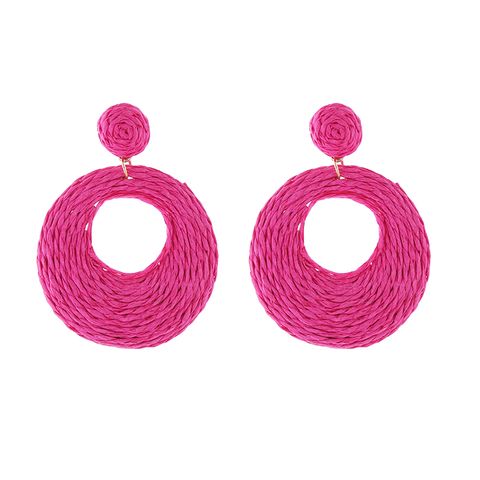 1 Pair Elegant Luxurious Circle Hollow Out Alloy Raffia Drop Earrings