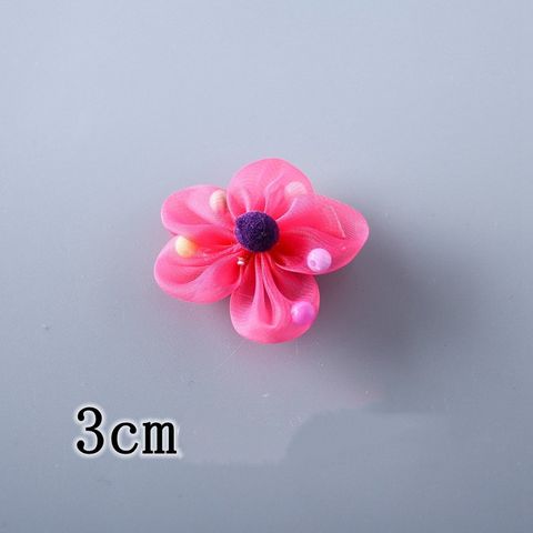 Girl's Sweet Solid Color Flower Cloth Hair Clip