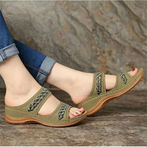 Women's Vintage Style Solid Color Open Toe Fashion Sandals