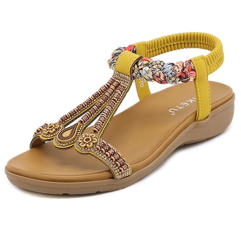 Women's Roman Style Water Droplets Flower Open Toe Casual Sandals