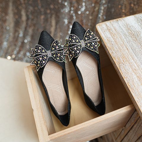 Women's Elegant Solid Color Bow Knot Point Toe Flats