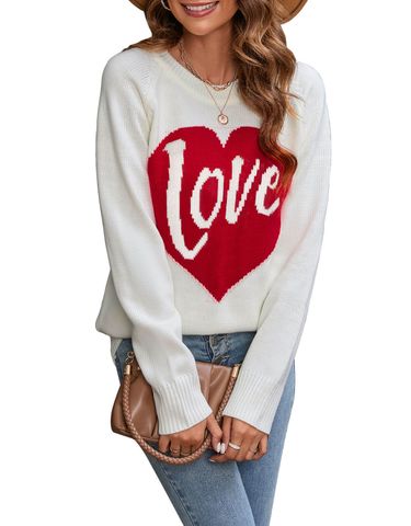Women's Sweater Long Sleeve Sweaters & Cardigans Elegant Streetwear Letter Heart Shape