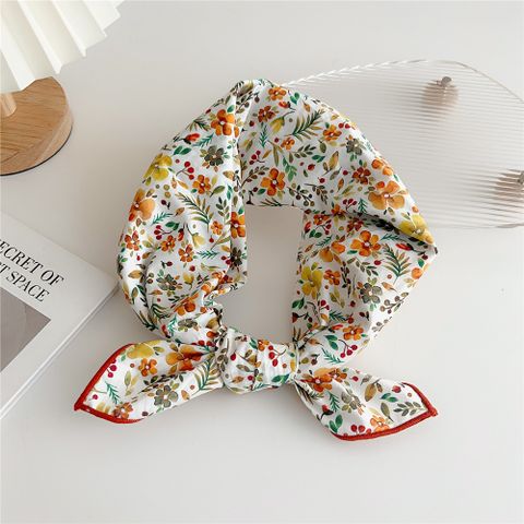 Women's Simple Style Flower Cotton And Linen Printing Scarf