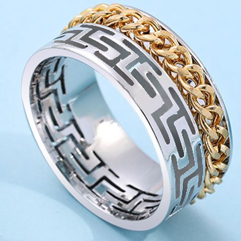 Simple Style Roman Numeral Chains Print Stainless Steel Titanium Steel Unisex Rings