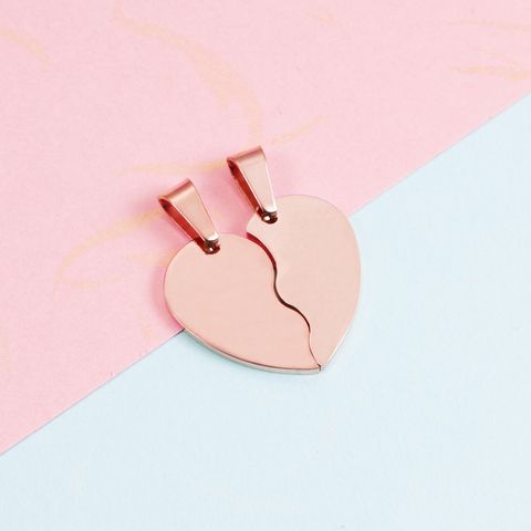 2 Pieces Set Stainless Steel None 18K Gold Plated Rose Gold Plated Heart Shape Polished Pendant