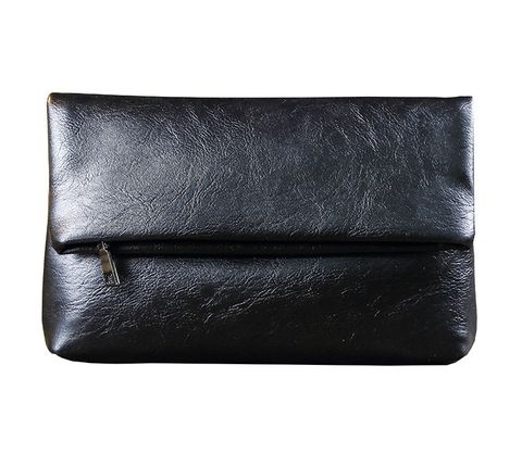 Men's Solid Color Pu Leather Magnetic Buckle Clutch Bag