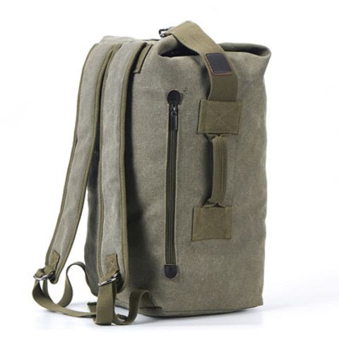 Unisex Solid Color Canvas Zipper Functional Backpack Hiking Backpack