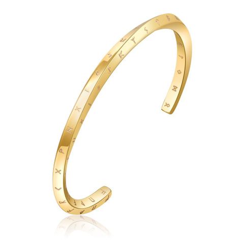 Stainless Steel IG Style Simple Style Roman Style Letter Swirl Pattern Bangle