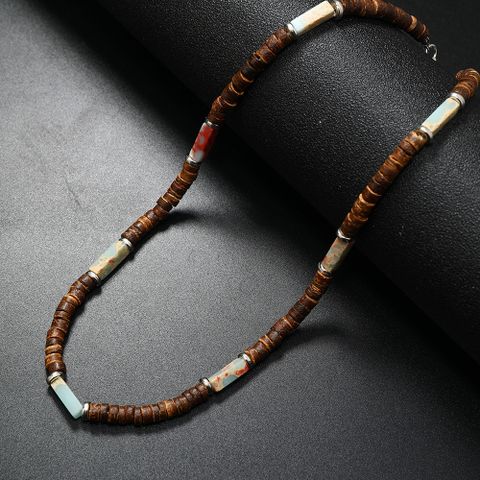 Ethnic Style Geometric Alloy Natural Stone Coconut Shell Beaded Men's Necklace