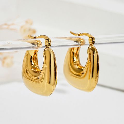 1 Pair Classic Style Geometric Solid Color Plating Copper Hoop Earrings