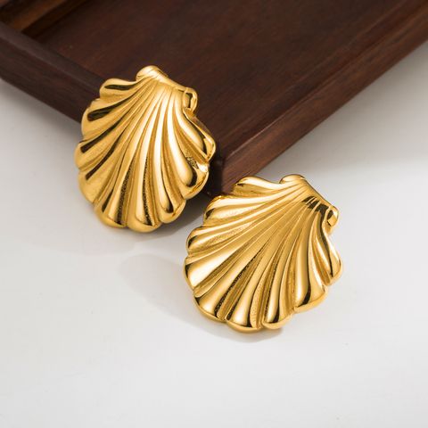 1 Pair Elegant Vacation Classic Style Shell Plating Stainless Steel 18k Gold Plated Ear Studs