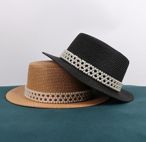 Unisex Elegant Solid Color Flat Eaves Straw Hat