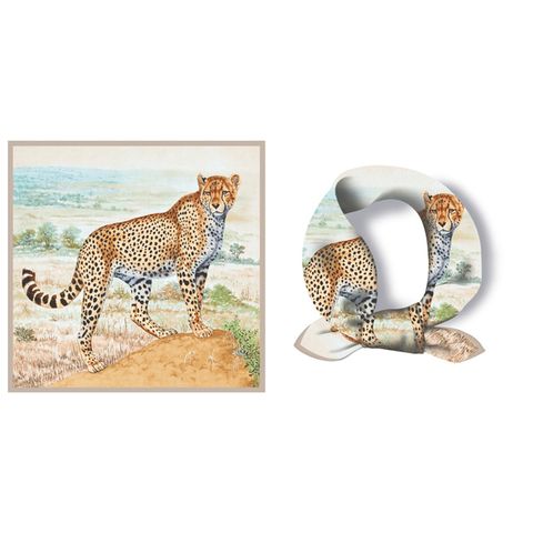 Mujeres Estilo Simple Cheetah Impresión Del Guepardo Tela Impresión Pañuelo De Seda
