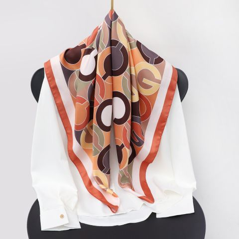 Women's Vintage Style Letter Polyester Silk Scarf
