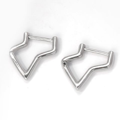 1 Pair Simple Style Irregular Polishing Stainless Steel Hoop Earrings