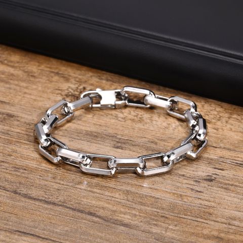 Simple Style Solid Color 304 Stainless Steel Handmade Men's Bracelets