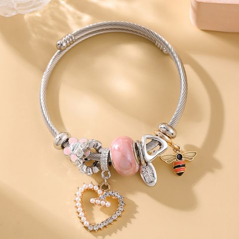 Simple Style Heart Shape Alloy Steel Wholesale Bangle