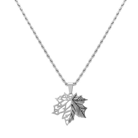 Stainless Steel Basic Maple Leaf Plating Pendant Necklace