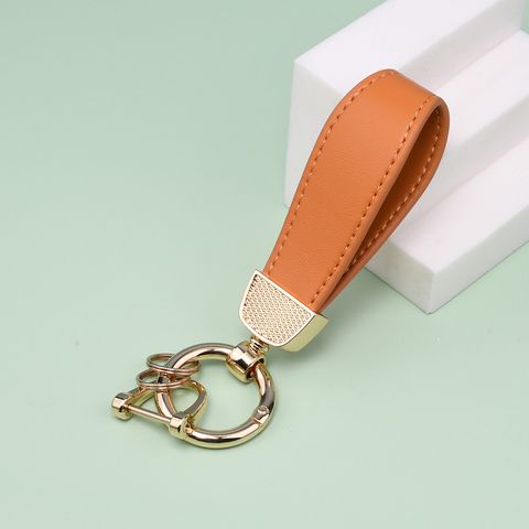 Solid Color Artistic Color Block Pu Leather Metal Unisex Keychain