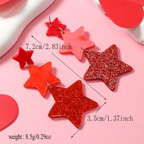 1 Pair Cute Sweet Star Heart Shape Arylic Drop Earrings