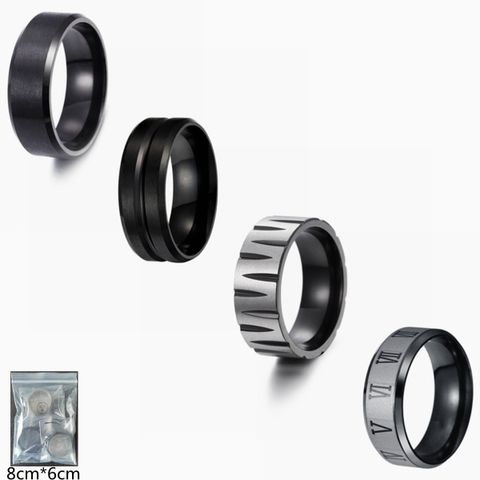 Hip-hop Geometric Titanium Steel Plating Men's Rings