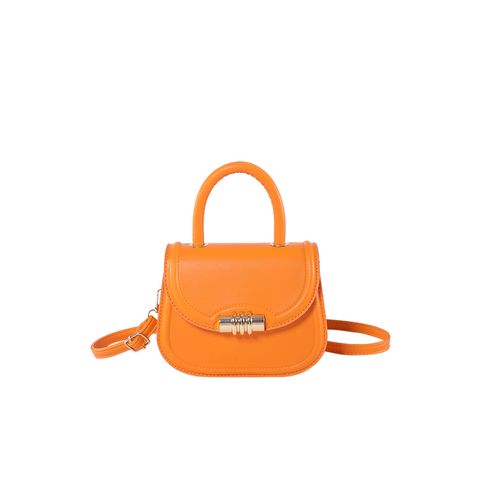 Women's Pu Leather Solid Color Elegant Semicircle Flip Cover Handbag