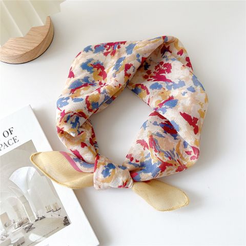 Women's Pastoral Simple Style Flower Cotton And Linen Printing Silk Scarf