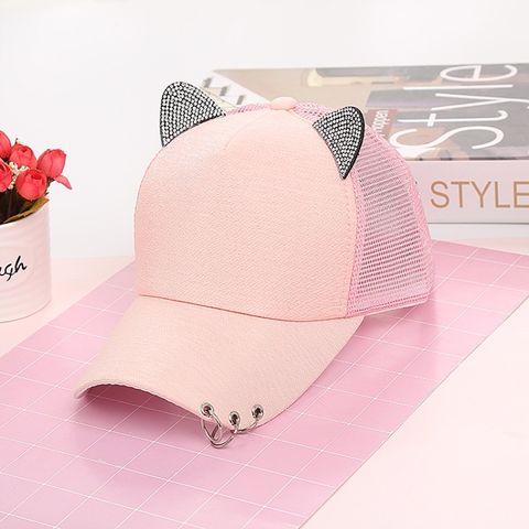 Women's Hip-hop Streetwear Solid Color Rhinestone Curved Eaves Baseball Cap