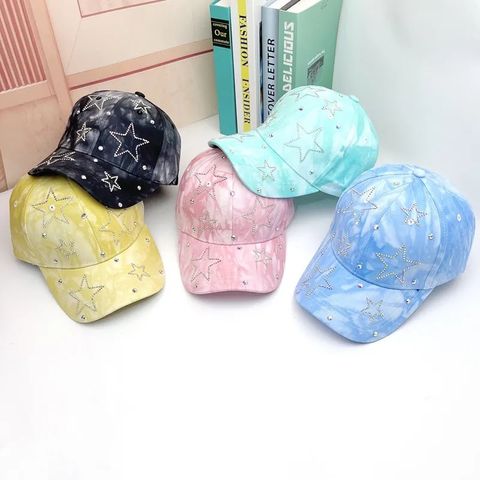 Women's Basic Color Block Star Curved Eaves Baseball Cap