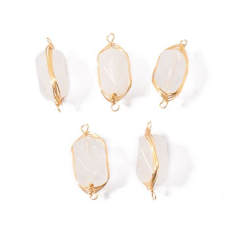 5 Pcs/package Simple Style Geometric Natural Stone Plating Pendant Jewelry Accessories