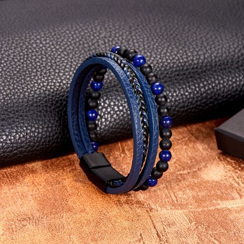 Retro Geometric Pu Leather Braid Men's Bracelets