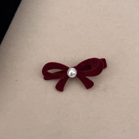 Women's Sweet Bow Knot Alloy Flocking Hair Clip