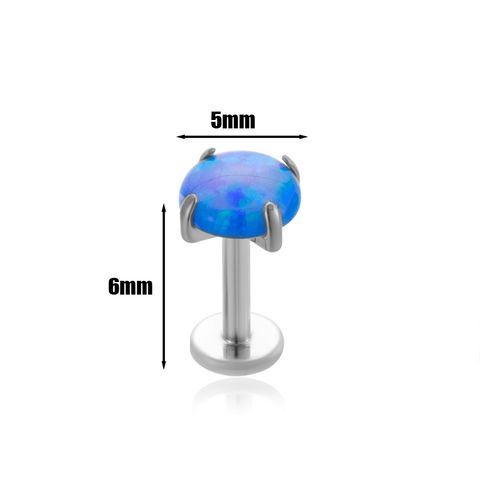 1 Piece Ear Cartilage Rings & Studs Simple Style Round 316 Stainless Steel  Plating Inlay Opal