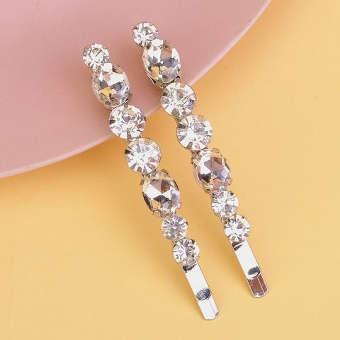Women's Simple Style Round Solid Color Rhinestone Plating Hair Clip