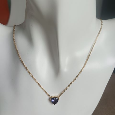 201 Stainless Steel 304 Stainless Steel Glass Gold Plated Simple Style Plating Inlay Heart Shape Birthstone Necklace