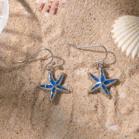 1 Pair Vacation Marine Style Starfish Enamel Alloy Drop Earrings