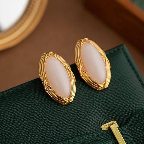 1 Pair Vintage Style Oval Plating Alloy Ear Studs
