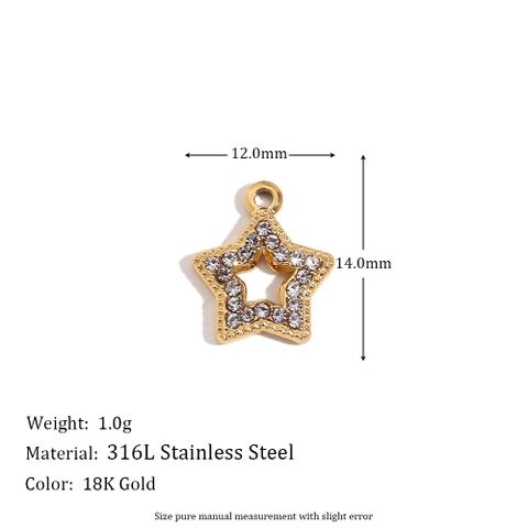 1 Piece Stainless Steel Zircon 18K Gold Plated Plating Inlay Polished Pendant