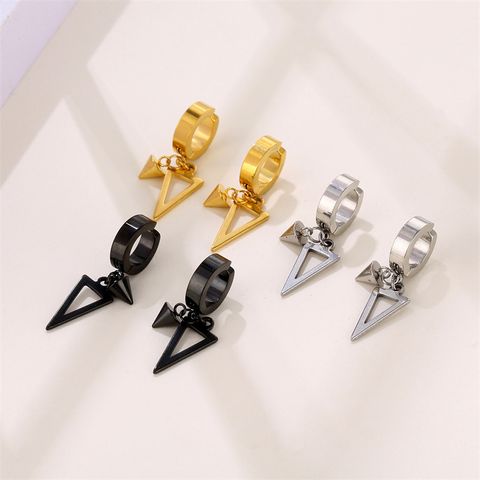 1 Piece Simple Style Triangle Plating Titanium Steel Drop Earrings