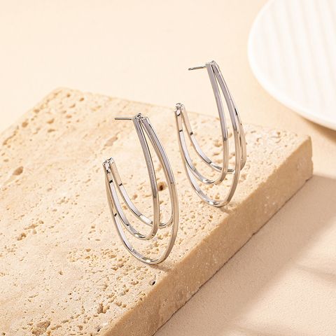 1 Pair Simple Style Lines Iron Ear Studs