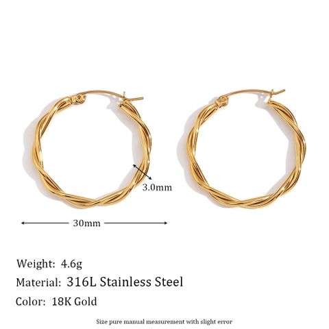 1 Pair Basic Simple Style Classic Style Solid Color Plating Stainless Steel 18k Gold Plated Earrings
