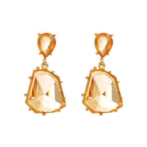 1 Pair Elegant Simple Style Irregular Geometric Inlay Alloy Resin Gold Plated Drop Earrings