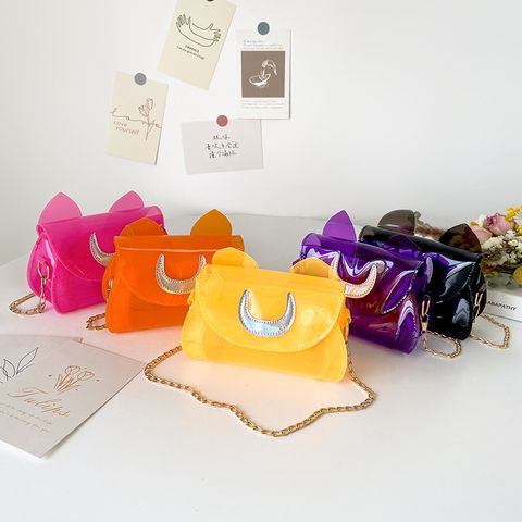 Women's Small Pvc Solid Color Vintage Style Classic Style Flip Cover Jelly Bag